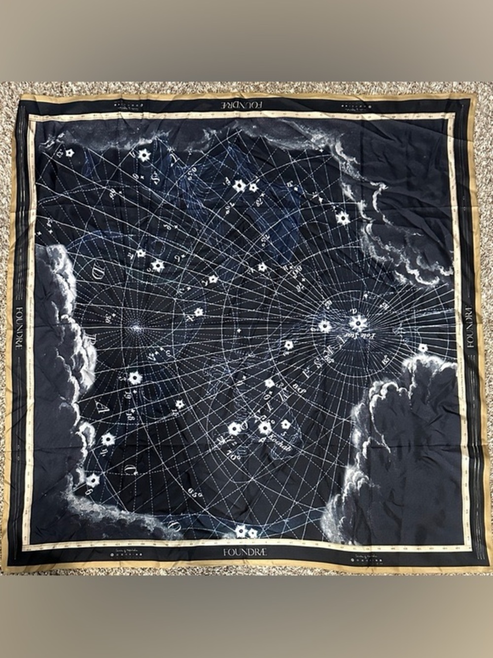 NEW Foundrae Silk Scale of Magnitude Designer RARE Celestial Square Scarf 34.5”